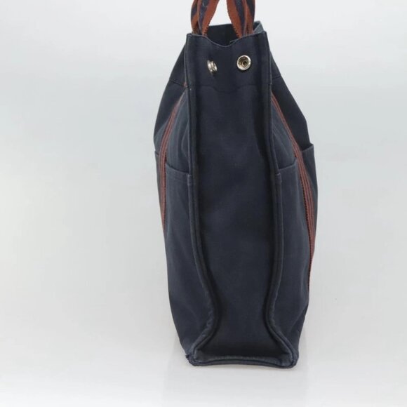 HERMES Fourre Tout GM Hand Bag Canvas Navy Silver Auth bs25688 - Picture 4 of 15